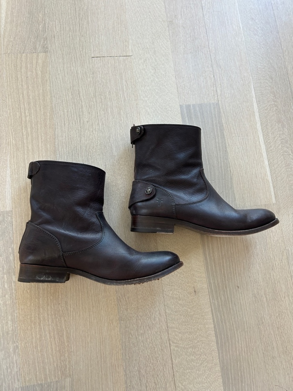 Frye Dark Brown Leather Ankle Boots